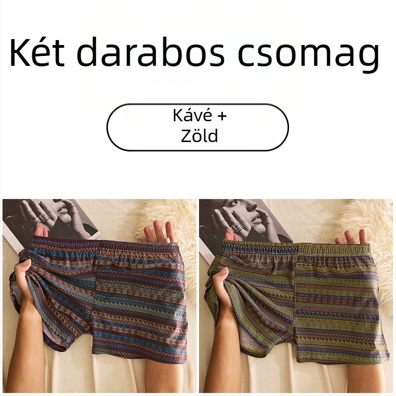 Férfi pamut boxer alsó, középmagasságú derékú, lélegző, gyorsan száradó, 90–95% pamut, geometriai/gradiens/hullám mintázat