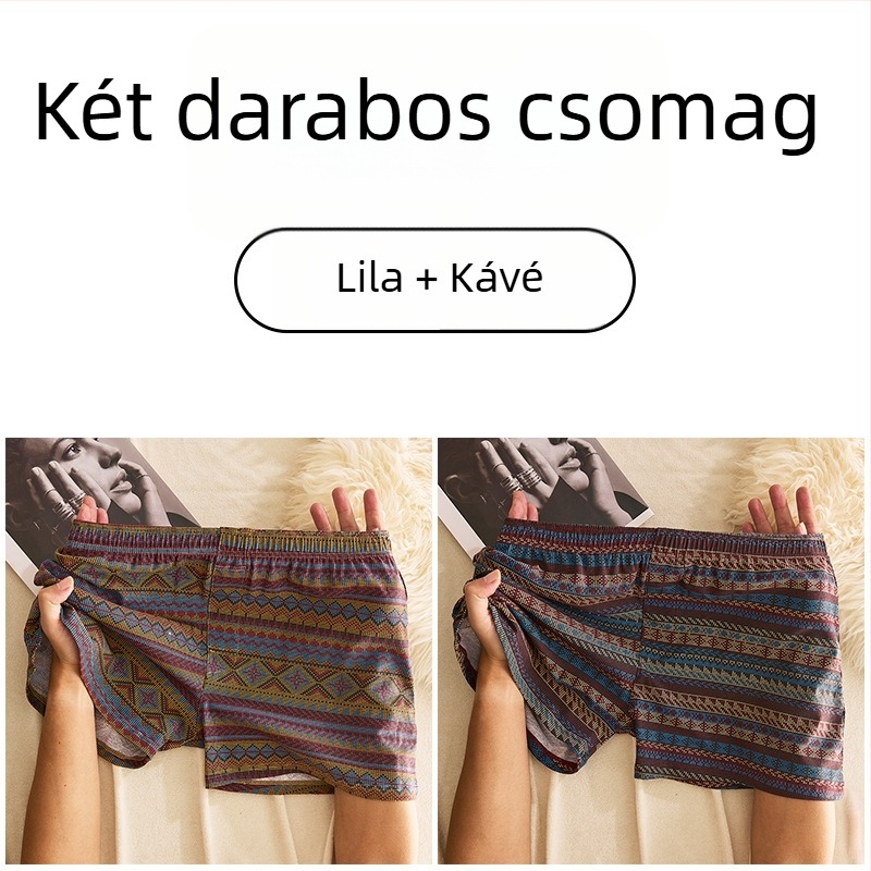 Férfi pamut boxer alsó, középmagasságú derékú, lélegző, gyorsan száradó, 90–95% pamut, geometriai/gradiens/hullám mintázat