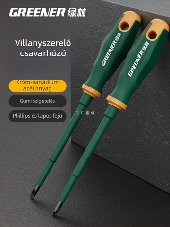 Keresztfejű csavarhúzó villanyszerelőknek, műanyag markolattal