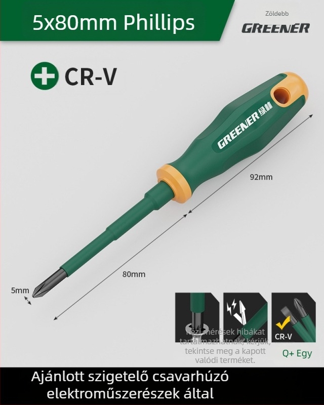 Keresztfejű csavarhúzó villanyszerelőknek, műanyag markolattal