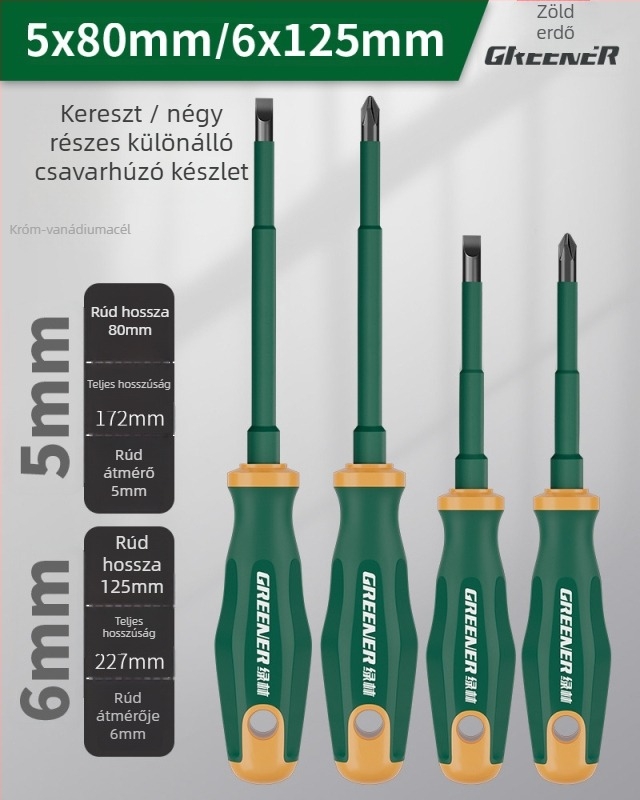 Keresztfejű csavarhúzó villanyszerelőknek, műanyag markolattal