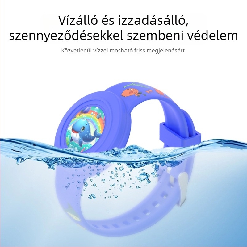 Apple AirTag-hez szilikonból készült vízálló karkötővédő – aranyos rajzfilmszerű stílus, injektált formázás, sor Waterproof Strap Cover, modell Waterproof Strap Cover