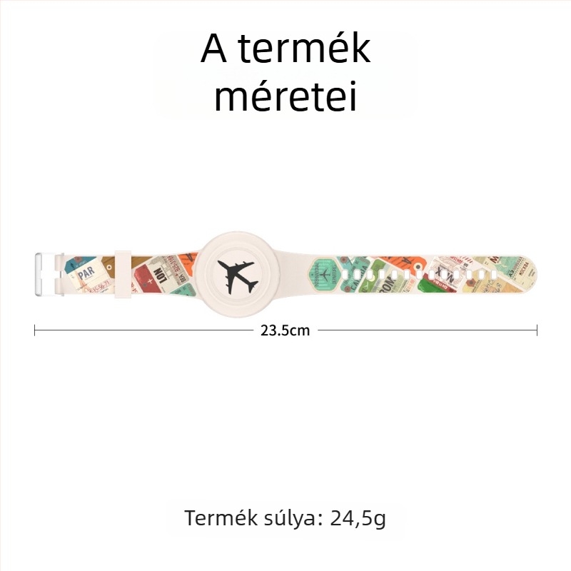 Apple AirTag-hez szilikonból készült vízálló karkötővédő – aranyos rajzfilmszerű stílus, injektált formázás, sor Waterproof Strap Cover, modell Waterproof Strap Cover