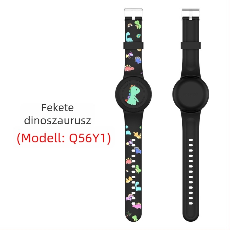 Apple AirTag-hez szilikonból készült vízálló karkötővédő – aranyos rajzfilmszerű stílus, injektált formázás, sor Waterproof Strap Cover, modell Waterproof Strap Cover