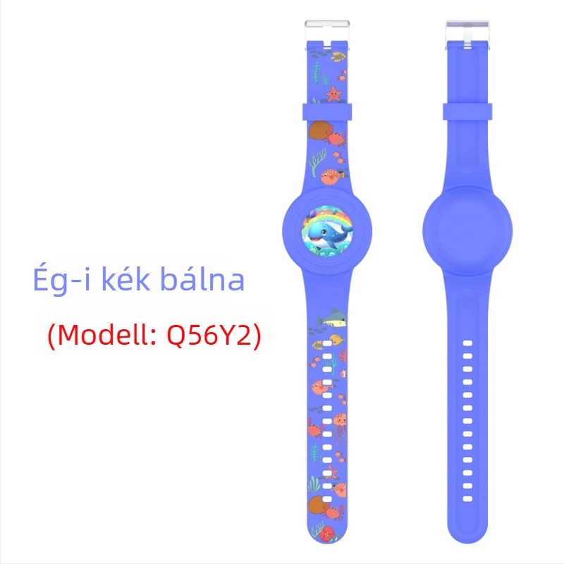 Apple AirTag-hez szilikonból készült vízálló karkötővédő – aranyos rajzfilmszerű stílus, injektált formázás, sor Waterproof Strap Cover, modell Waterproof Strap Cover