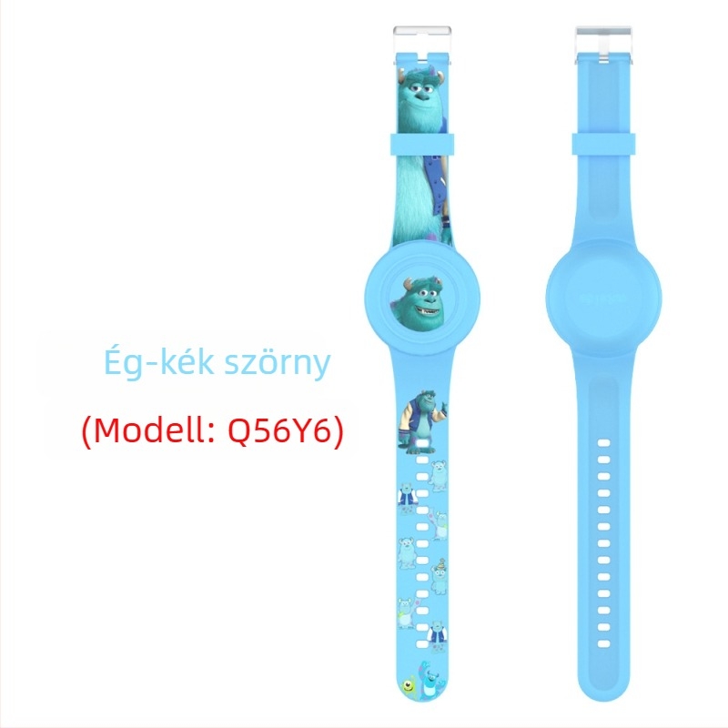 Apple AirTag-hez szilikonból készült vízálló karkötővédő – aranyos rajzfilmszerű stílus, injektált formázás, sor Waterproof Strap Cover, modell Waterproof Strap Cover