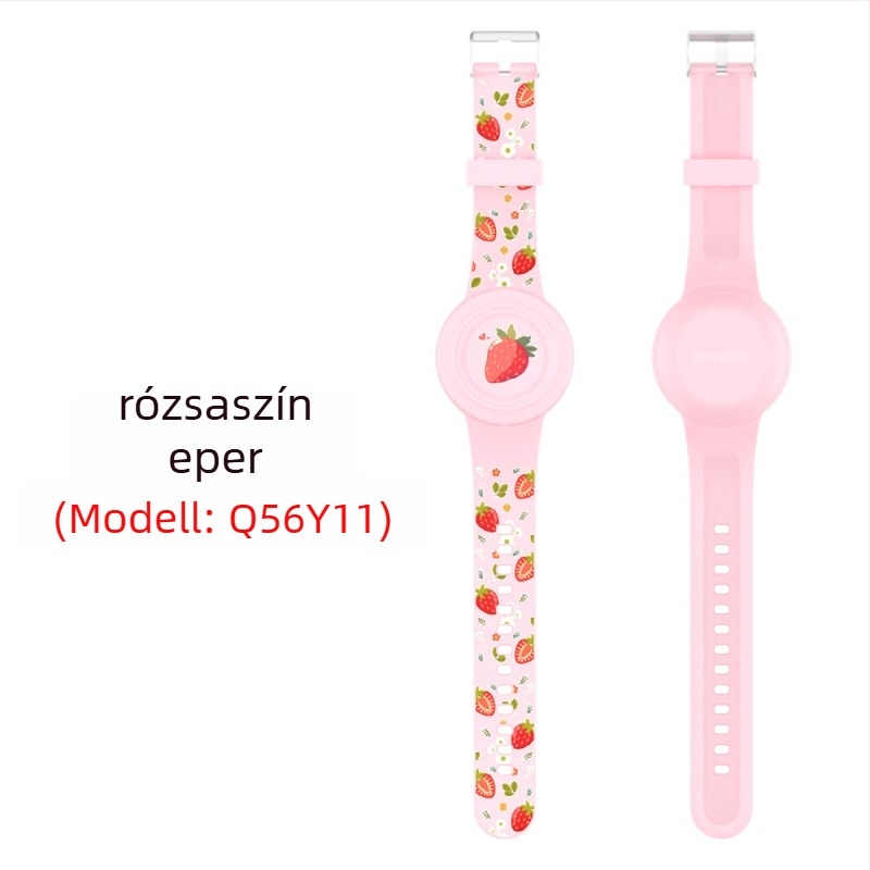 Apple AirTag-hez szilikonból készült vízálló karkötővédő – aranyos rajzfilmszerű stílus, injektált formázás, sor Waterproof Strap Cover, modell Waterproof Strap Cover