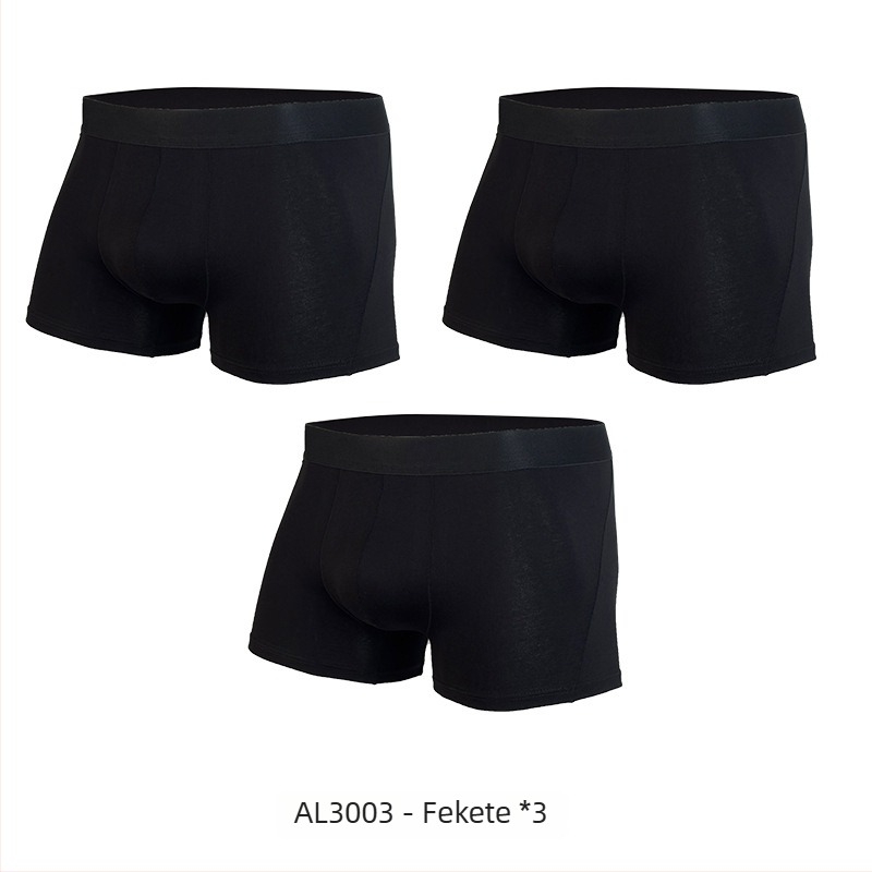 Férfi pamut boxer brief, kötött anyagból, lélegző, viszkóz ágyéki rész viszkóz béléssel, 95–100% pamut, középmagas derék