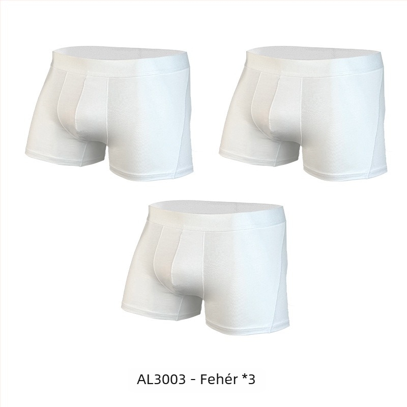 Férfi pamut boxer brief, kötött anyagból, lélegző, viszkóz ágyéki rész viszkóz béléssel, 95–100% pamut, középmagas derék