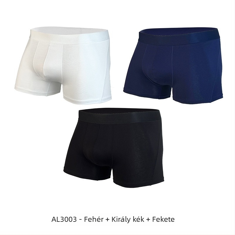 Férfi pamut boxer brief, kötött anyagból, lélegző, viszkóz ágyéki rész viszkóz béléssel, 95–100% pamut, középmagas derék