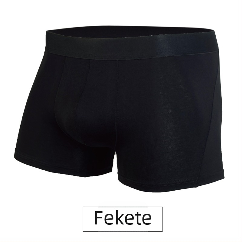 Férfi pamut boxer brief, kötött anyagból, lélegző, viszkóz ágyéki rész viszkóz béléssel, 95–100% pamut, középmagas derék