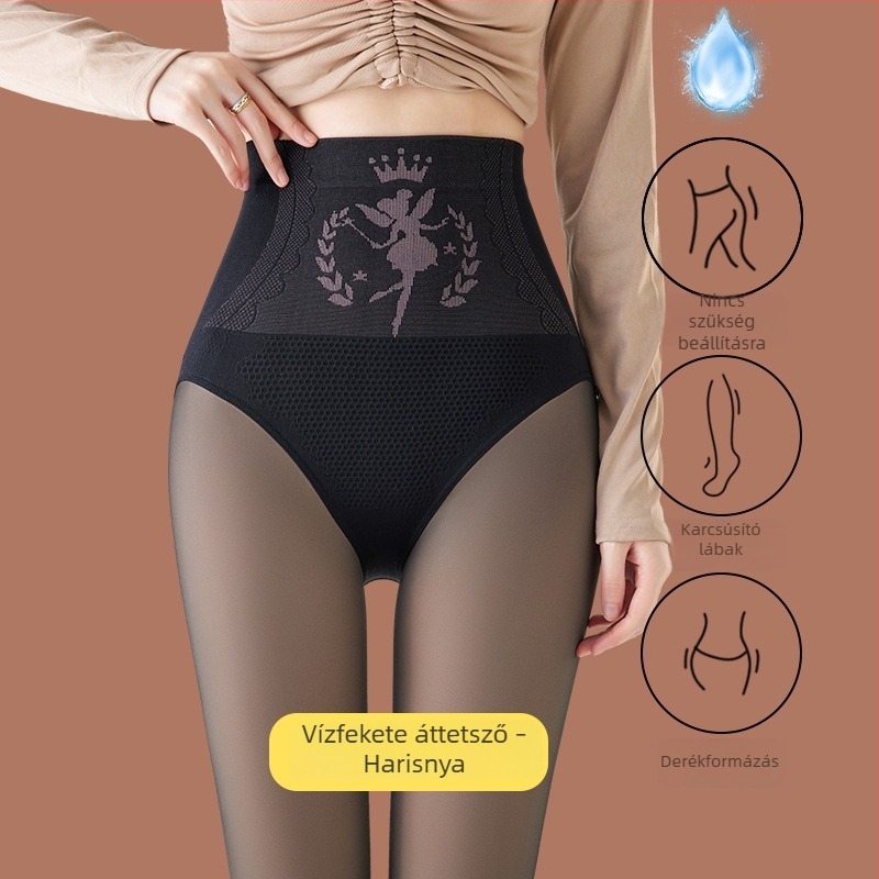 Plusz méretű fleece-bélelt magas derekú leggings, őszi-téli szezonra, meleg, vastag, egyszínű