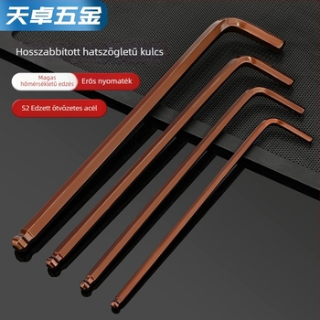 S2-es acélból készült golyófejes imbuszkulcs, L-forma, hosszított, belső hatszög 2,5 mm és 4 mm
