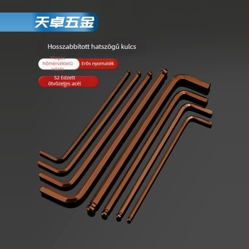 S2-es acélból készült golyófejes imbuszkulcs, L-forma, hosszított, belső hatszög 2,5 mm és 4 mm