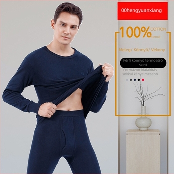 Férfi pamut termo alsónemű készlet – felső pulóver, kerek nyakú, hosszú ujjú, 100% pamut, egy réteg