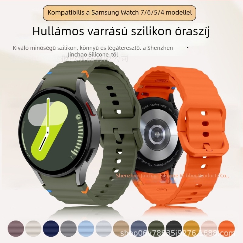 Samsung Watch7 hullámvarrású szilikon szíj, 20 mm, kompatibil Galaxy okos karkötővel
