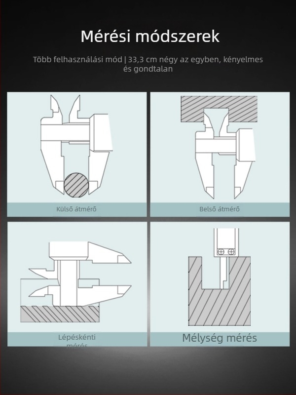 Rozsdamentes acél digitális tolókaliber – ipari osztály, magas precizitás, digitális kijelző