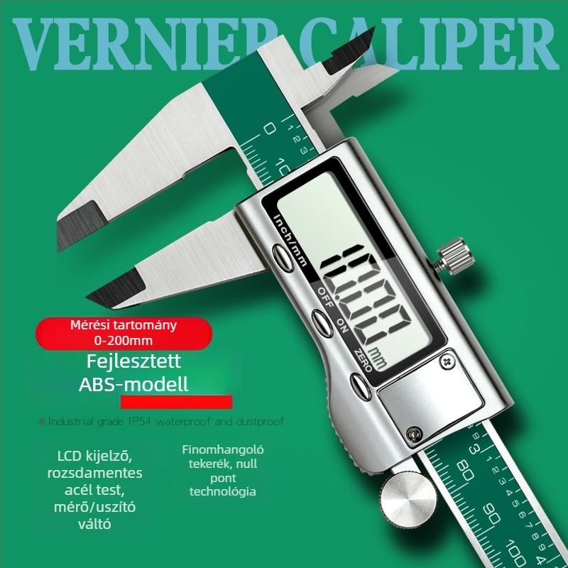 Rozsdamentes acél digitális tolókaliber – ipari osztály, magas precizitás, digitális kijelző