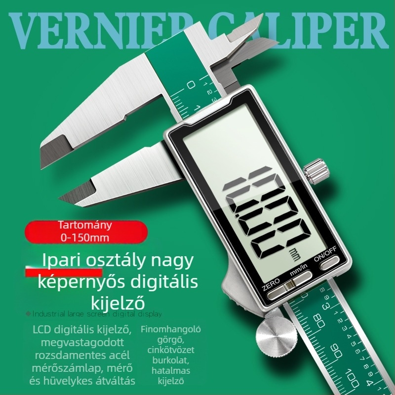 Rozsdamentes acél digitális tolókaliber – ipari osztály, magas precizitás, digitális kijelző