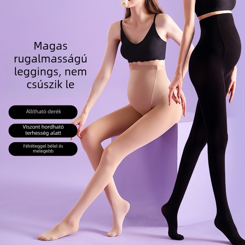 Kismama harisnyanadrág lábbal – formázó, vékony, Nylon, egyszínű
