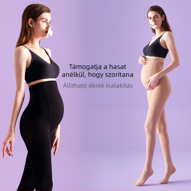 Kismama harisnyanadrág lábbal – formázó, vékony, Nylon, egyszínű