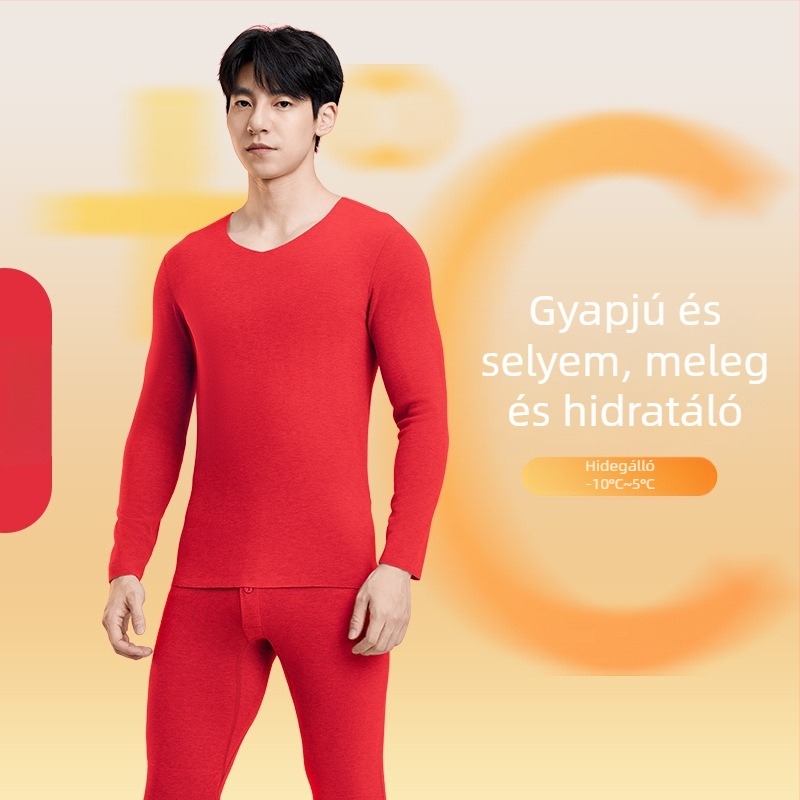 Őszi–téli gyapjú-selyem termo alsó-felső szett, uniszex, antibakteriális, vastag fleece-bélésű, felső és nadrág
