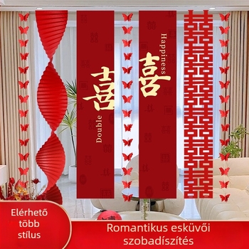 Esküvői dekorációs készlet a helyszínre – girland és fotóháttér, anyagok: papír és szalag