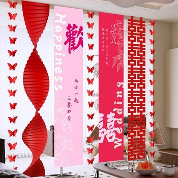 Esküvői dekorációs készlet a helyszínre – girland és fotóháttér, anyagok: papír és szalag