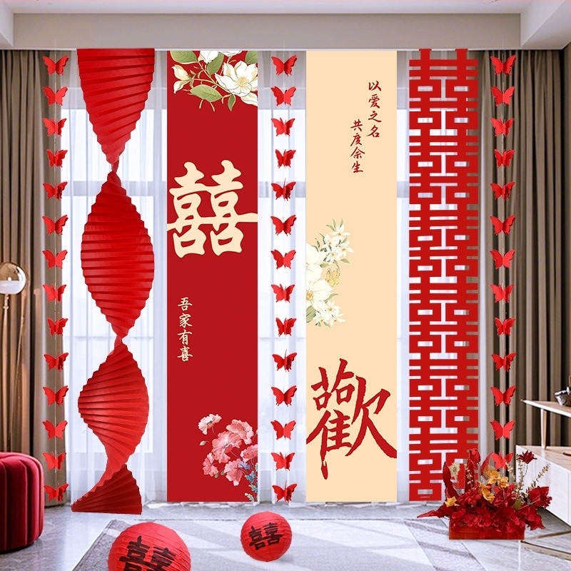 Esküvői dekorációs készlet a helyszínre – girland és fotóháttér, anyagok: papír és szalag