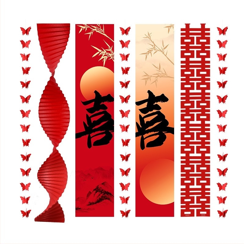 Esküvői dekorációs készlet a helyszínre – girland és fotóháttér, anyagok: papír és szalag