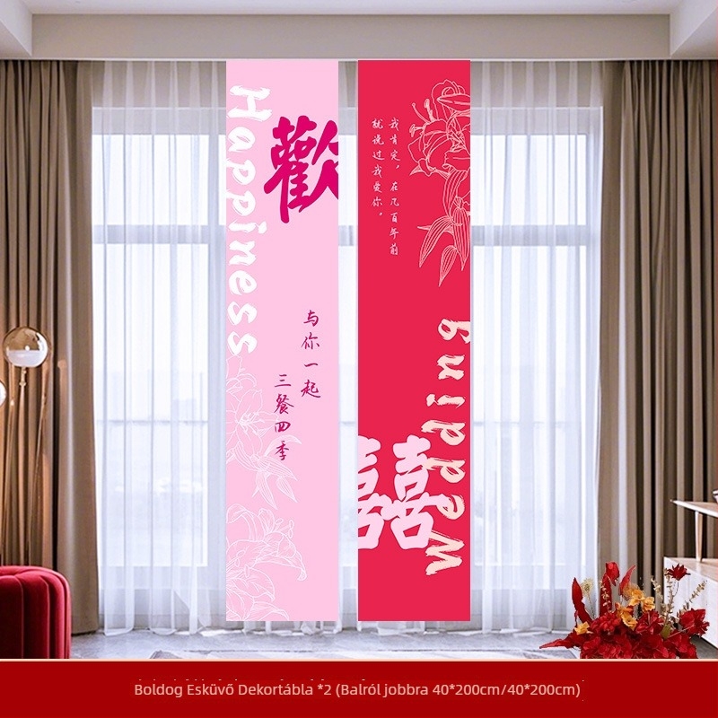 Esküvői dekorációs készlet a helyszínre – girland és fotóháttér, anyagok: papír és szalag