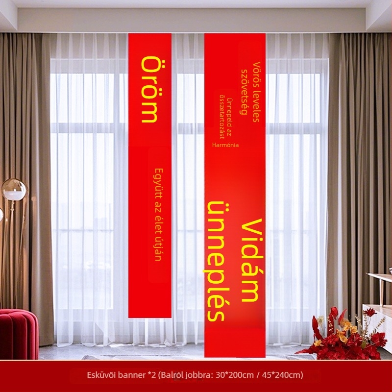 Esküvői dekorációs készlet a helyszínre – girland és fotóháttér, anyagok: papír és szalag