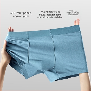 Férfi pamut boxer alsónemű, lélegző, varrat nélküli, nagy méret, antibakteriális ágyéki bélés