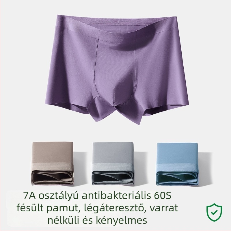 Férfi pamut boxer alsónemű, lélegző, varrat nélküli, nagy méret, antibakteriális ágyéki bélés