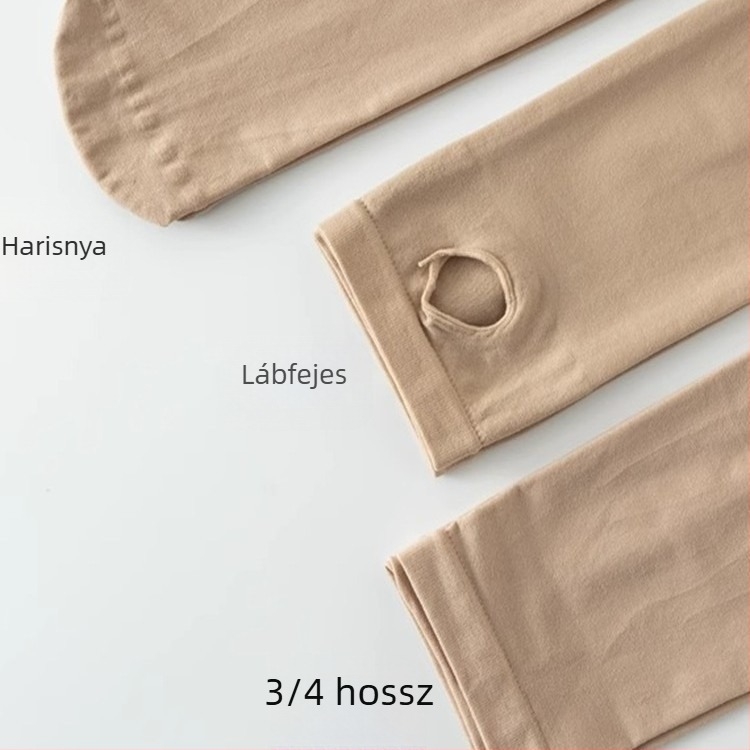Női fleece-béléssel ellátott leggings, világosszürke, 3/4 hossz, plusz méret, bőrtónus