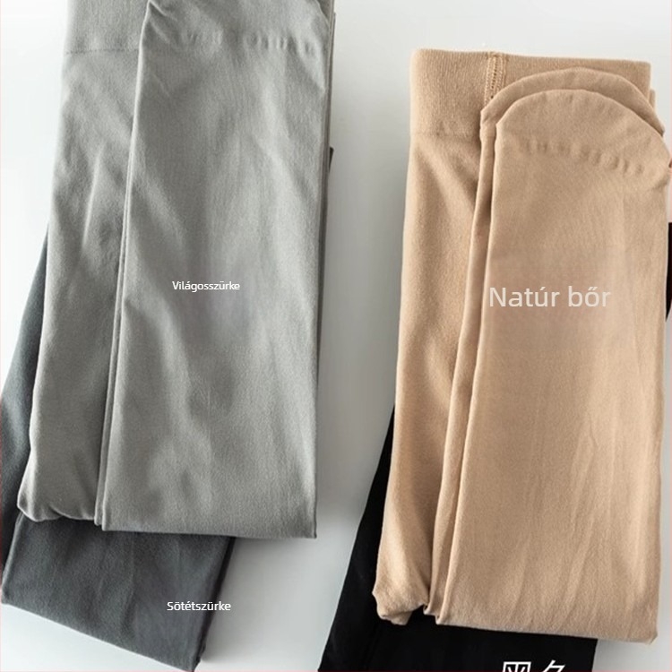 Női fleece-béléssel ellátott leggings, világosszürke, 3/4 hossz, plusz méret, bőrtónus