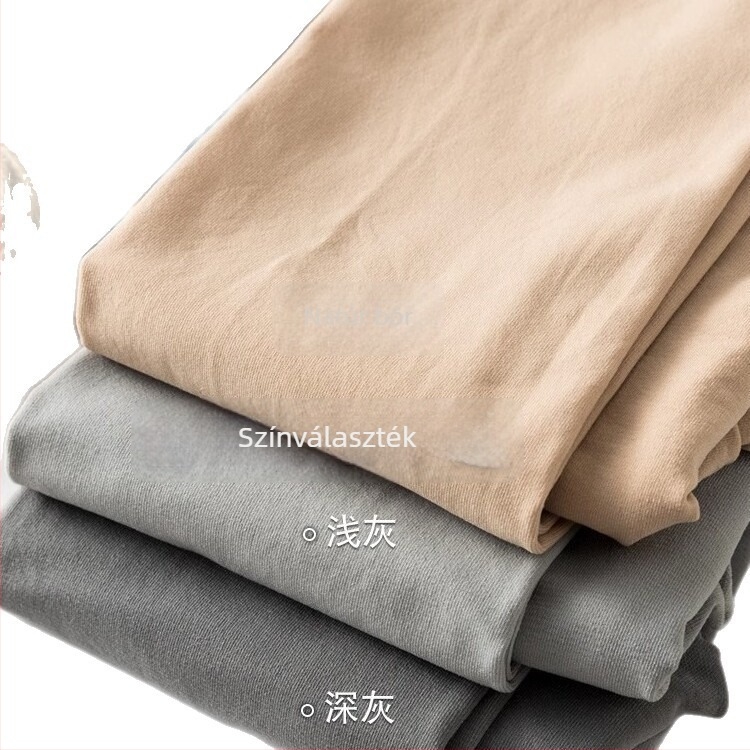 Női fleece-béléssel ellátott leggings, világosszürke, 3/4 hossz, plusz méret, bőrtónus