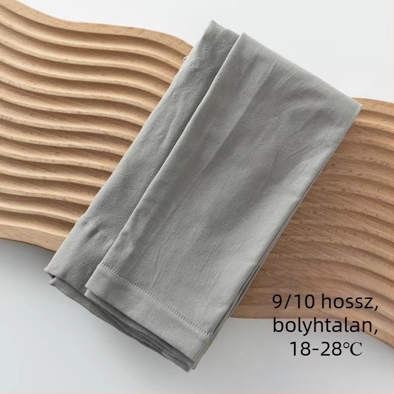 Női fleece-béléssel ellátott leggings, világosszürke, 3/4 hossz, plusz méret, bőrtónus