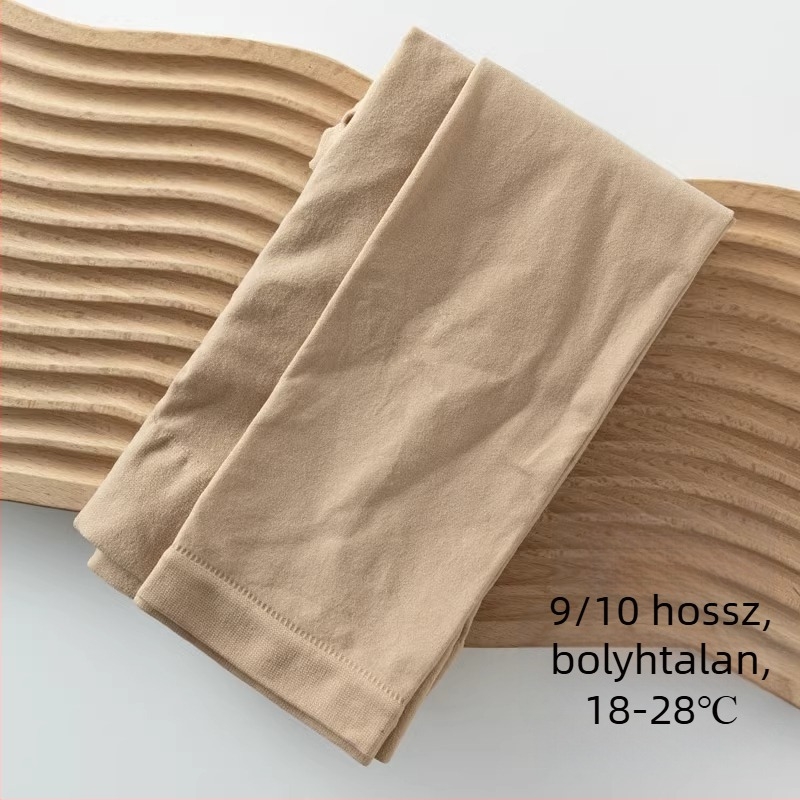 Női fleece-béléssel ellátott leggings, világosszürke, 3/4 hossz, plusz méret, bőrtónus