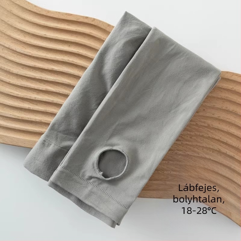 Női fleece-béléssel ellátott leggings, világosszürke, 3/4 hossz, plusz méret, bőrtónus