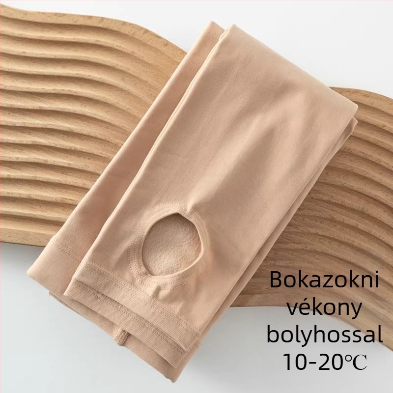 Női fleece-béléssel ellátott leggings, világosszürke, 3/4 hossz, plusz méret, bőrtónus