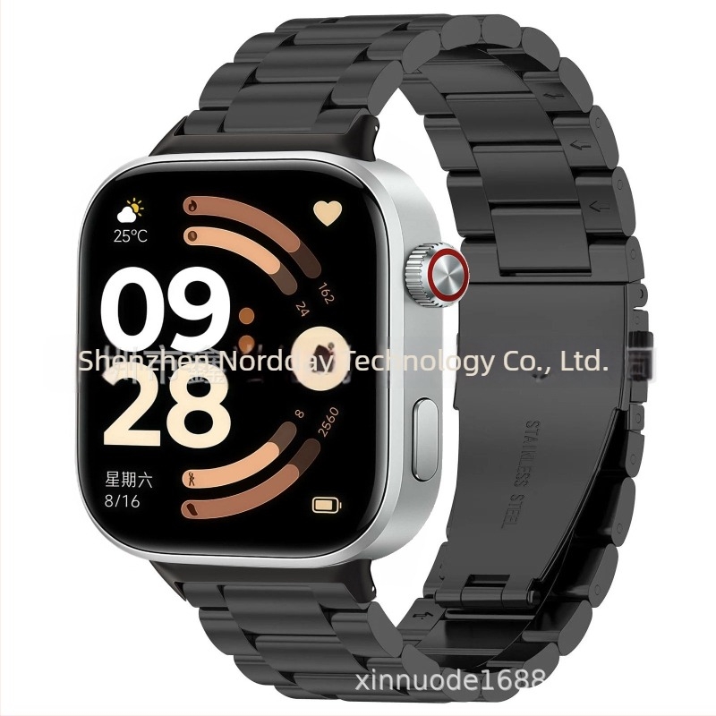 Redmi Watch 6-hoz három gömbös fém szíj, rozsdamentes acélból, dupla pattintós csattal