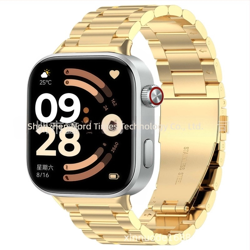 Redmi Watch 6-hoz három gömbös fém szíj, rozsdamentes acélból, dupla pattintós csattal