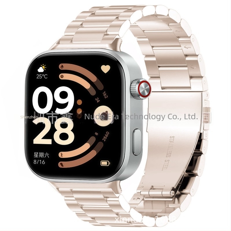 Redmi Watch 6-hoz három gömbös fém szíj, rozsdamentes acélból, dupla pattintós csattal