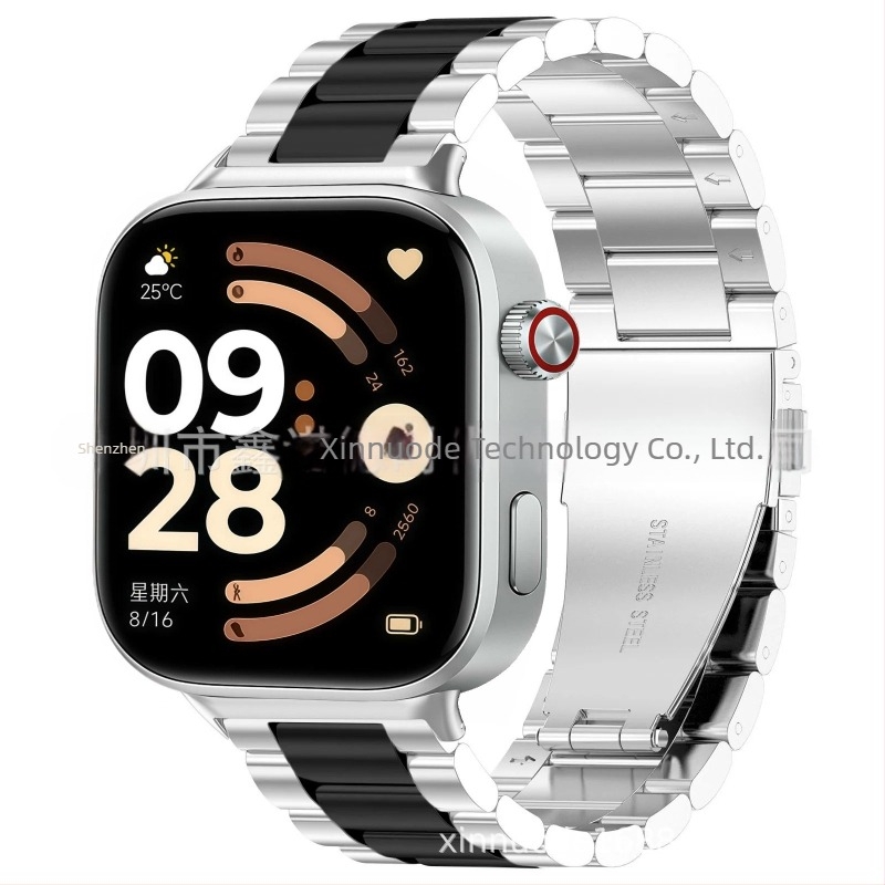 Redmi Watch 6-hoz három gömbös fém szíj, rozsdamentes acélból, dupla pattintós csattal