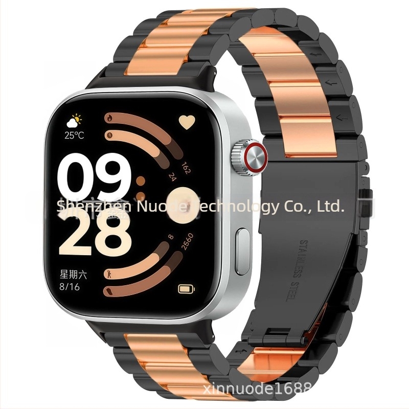 Redmi Watch 6-hoz három gömbös fém szíj, rozsdamentes acélból, dupla pattintós csattal