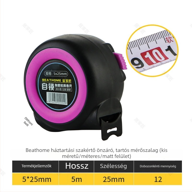 Home Craftsman Acél mérőszalag, esésálló, vastagított és keményített penge, rozsdamentes acél tokkal, 12 db dobozban