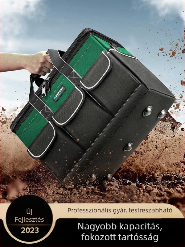 Szerszámtároló táska készlet, kopásálló Oxford anyagból, vastított kialakítással, hordozható – két négyzet alakú táska 30% nagyobb kapacitással és 3D dizájnnal, pántokkal, otthoni használatra