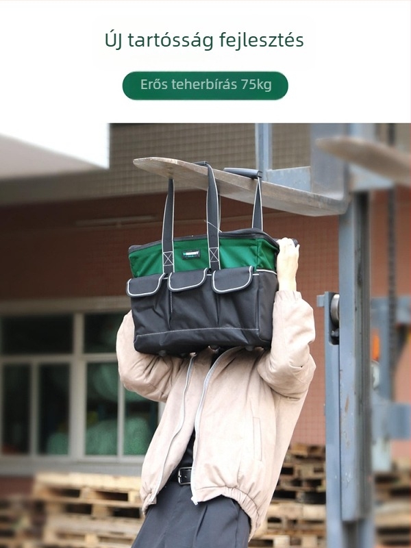 Szerszámtároló táska készlet, kopásálló Oxford anyagból, vastított kialakítással, hordozható – két négyzet alakú táska 30% nagyobb kapacitással és 3D dizájnnal, pántokkal, otthoni használatra