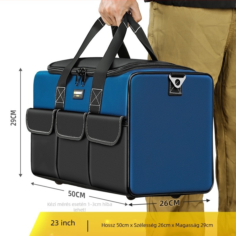 Szerszámtároló táska készlet, kopásálló Oxford anyagból, vastított kialakítással, hordozható – két négyzet alakú táska 30% nagyobb kapacitással és 3D dizájnnal, pántokkal, otthoni használatra